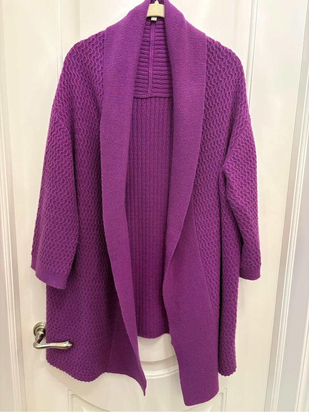 Neiman Marcus Purple Cashmere Open-Front Shawl Collar Cardigan
